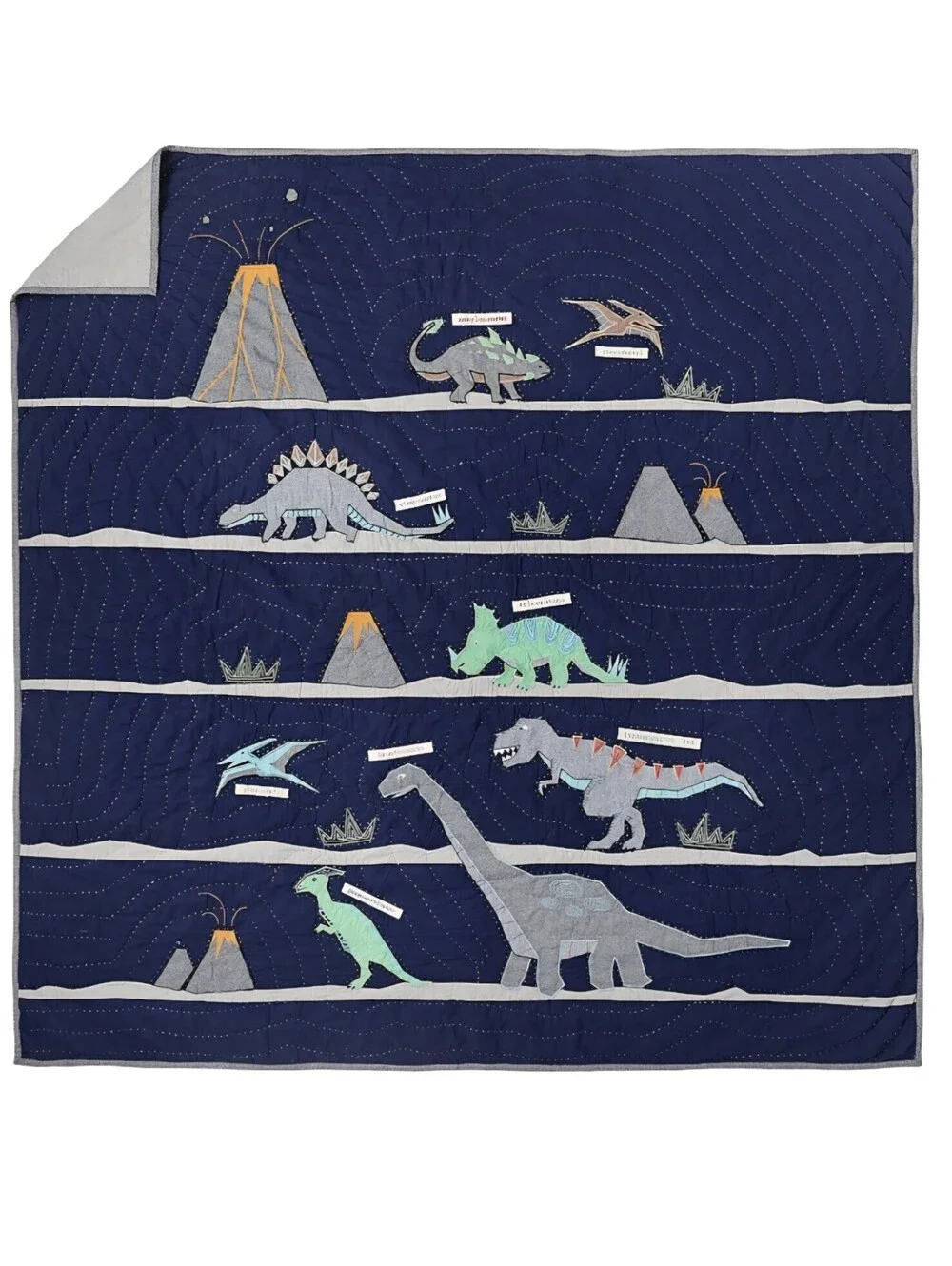 Pottery Barn Kids Quilt Dinosaur Applique Embroidered Full 86x86 Pre-owned